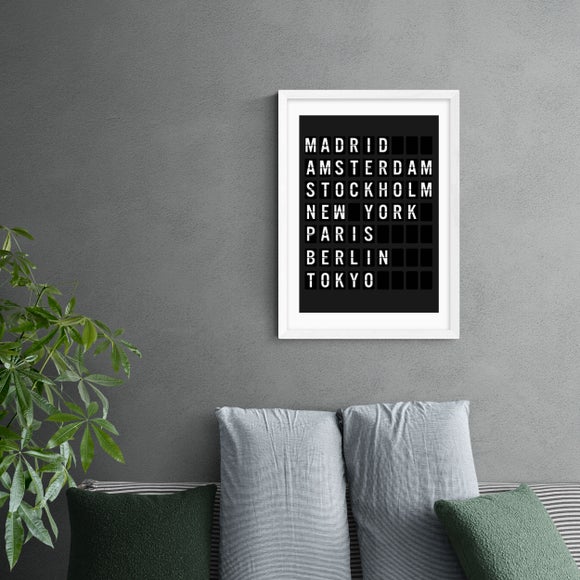 East End Prints - Arrivals Board Print Black thumbnail