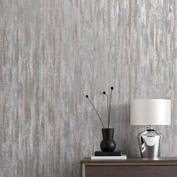 Luxe Textured Stripe Stone Wallpaper image 1 of 1