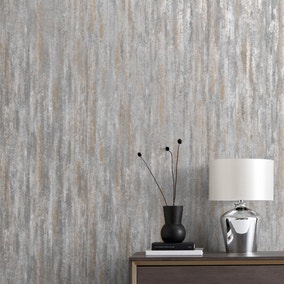 Luxe Textured Stripe Stone Wallpaper