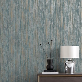 Luxe Textured Stripe Teal Wallpaper