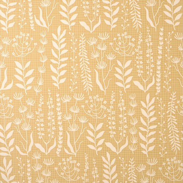 Modern Leaf Ochre Wallpaper