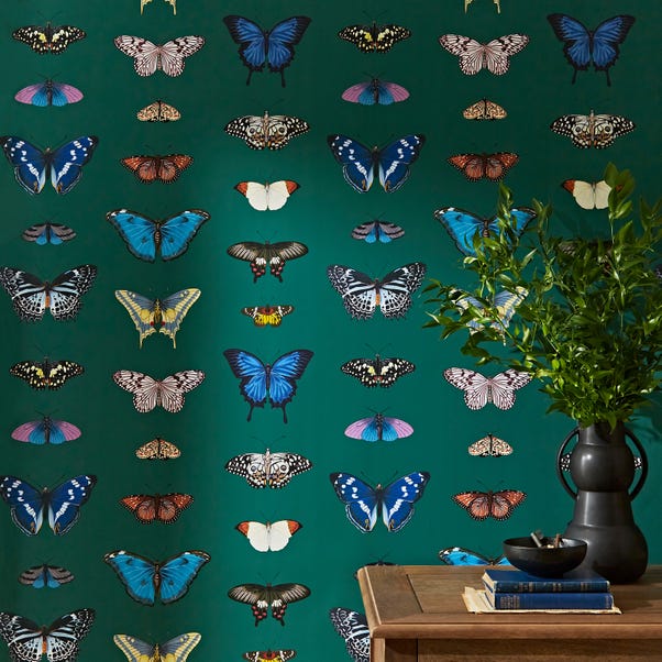 Butterfly Curator Emerald Wallpaper