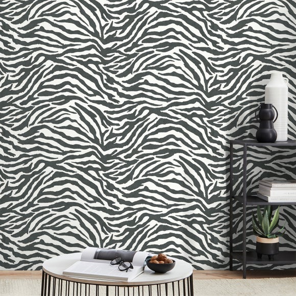 3D Effect Zebra print wallpaper  TenStickers