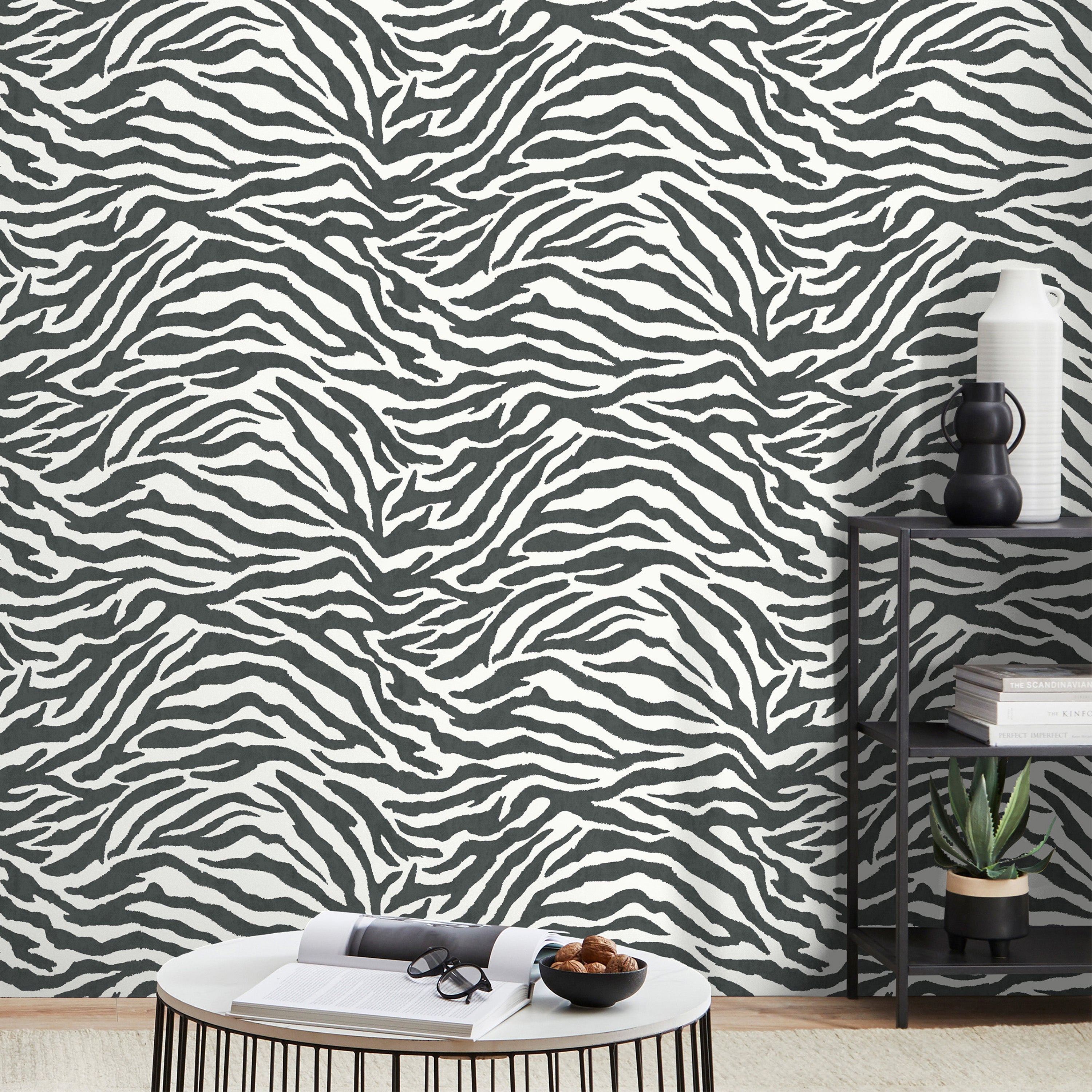 Zebra Monochrome Wallpaper | Dunelm