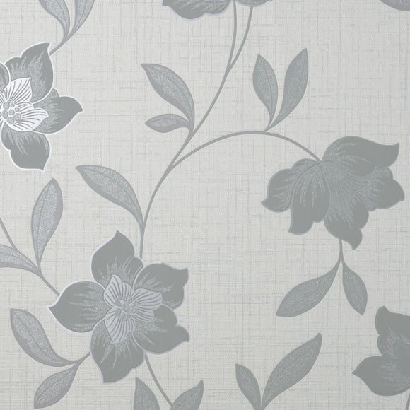 Grey flowers black background Nature Wallpaper  TenStickers