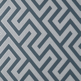Larson Geometric Navy Silver Wallpaper