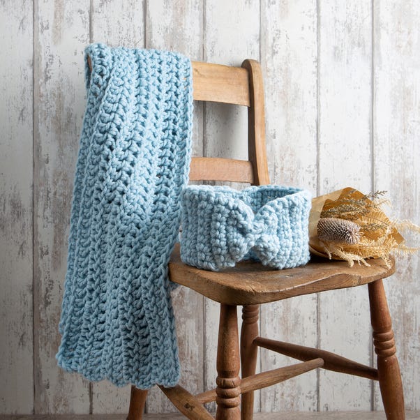 Wool Couture Beginners Blue Headband Crochet Kit image 1 of 3