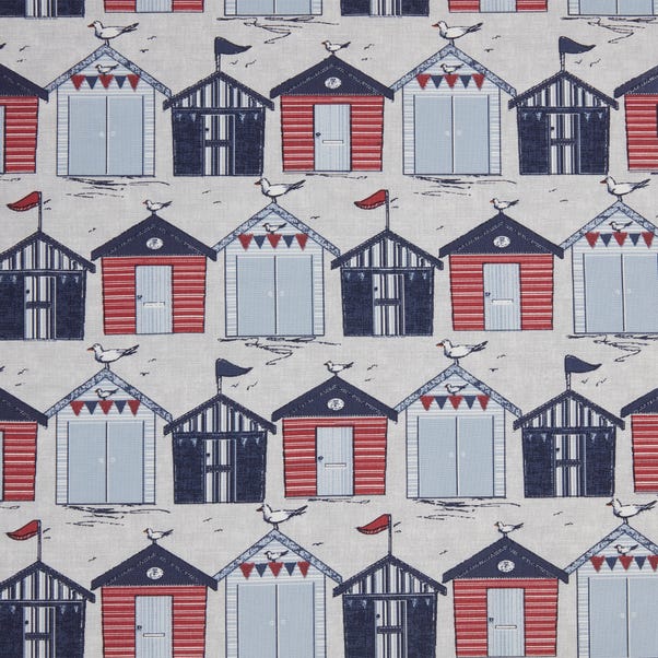 By the Metre Coastal Houses Navy Red Craft Cotton image 1 of 3