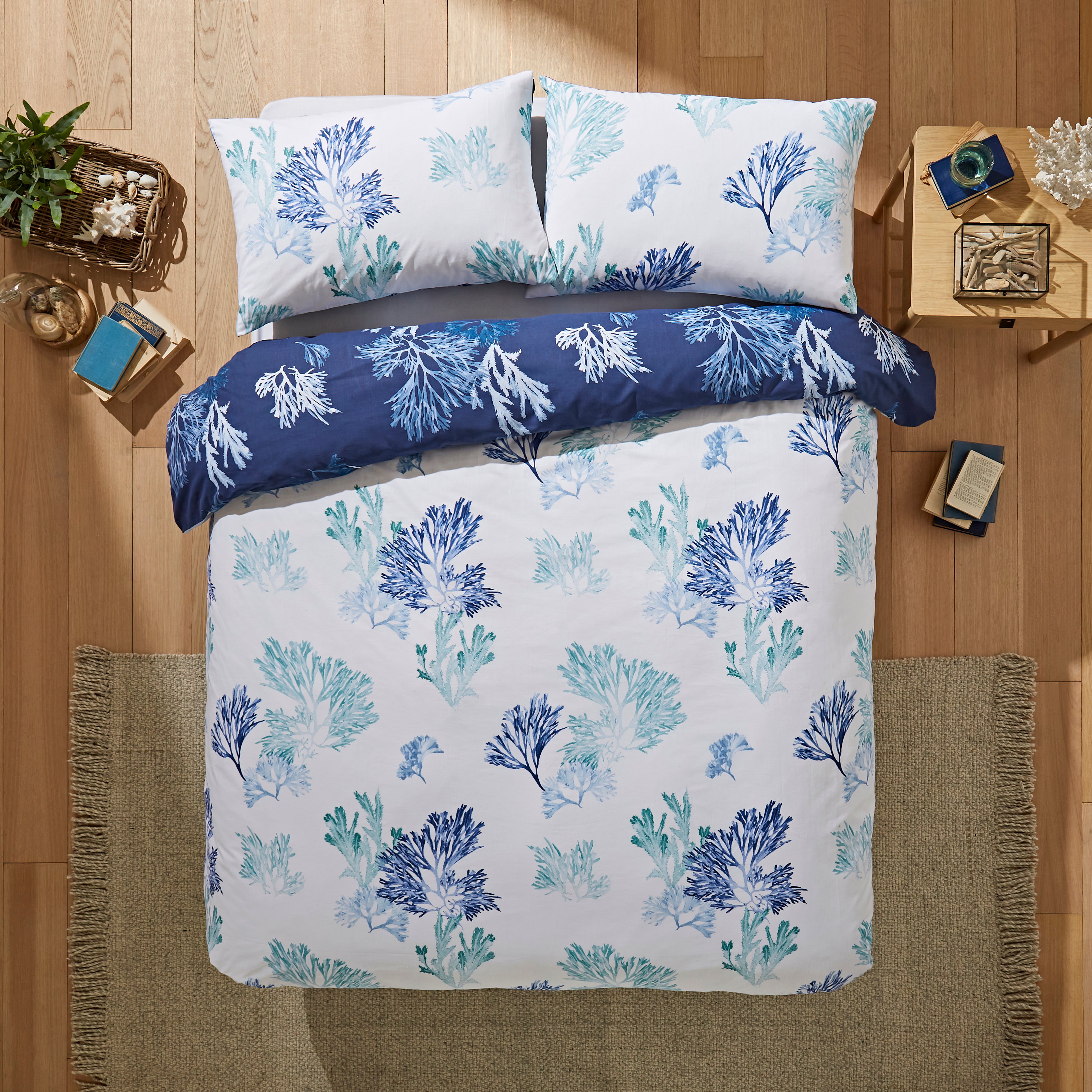 Shoreline Blue Duvet Cover And Pillowcase Set Blue