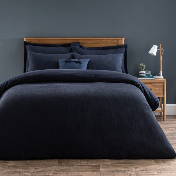 Alston Waffle Navy Duvet Cover and Pillowcase Set image 1 of 7