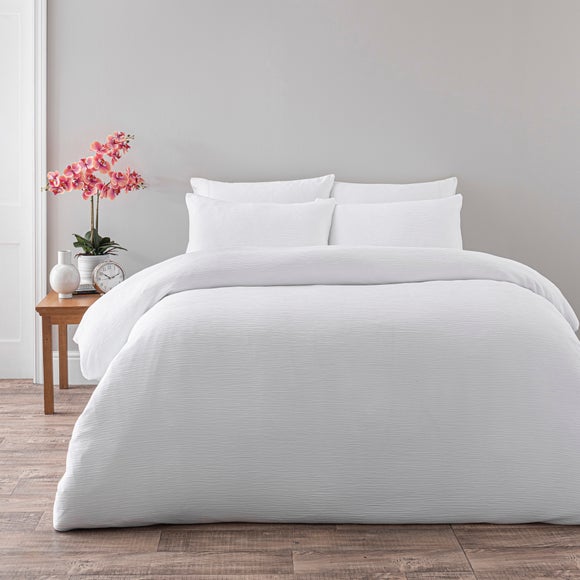 Alford Textured White Duvet Cover and Pillowcase Set Dunelm