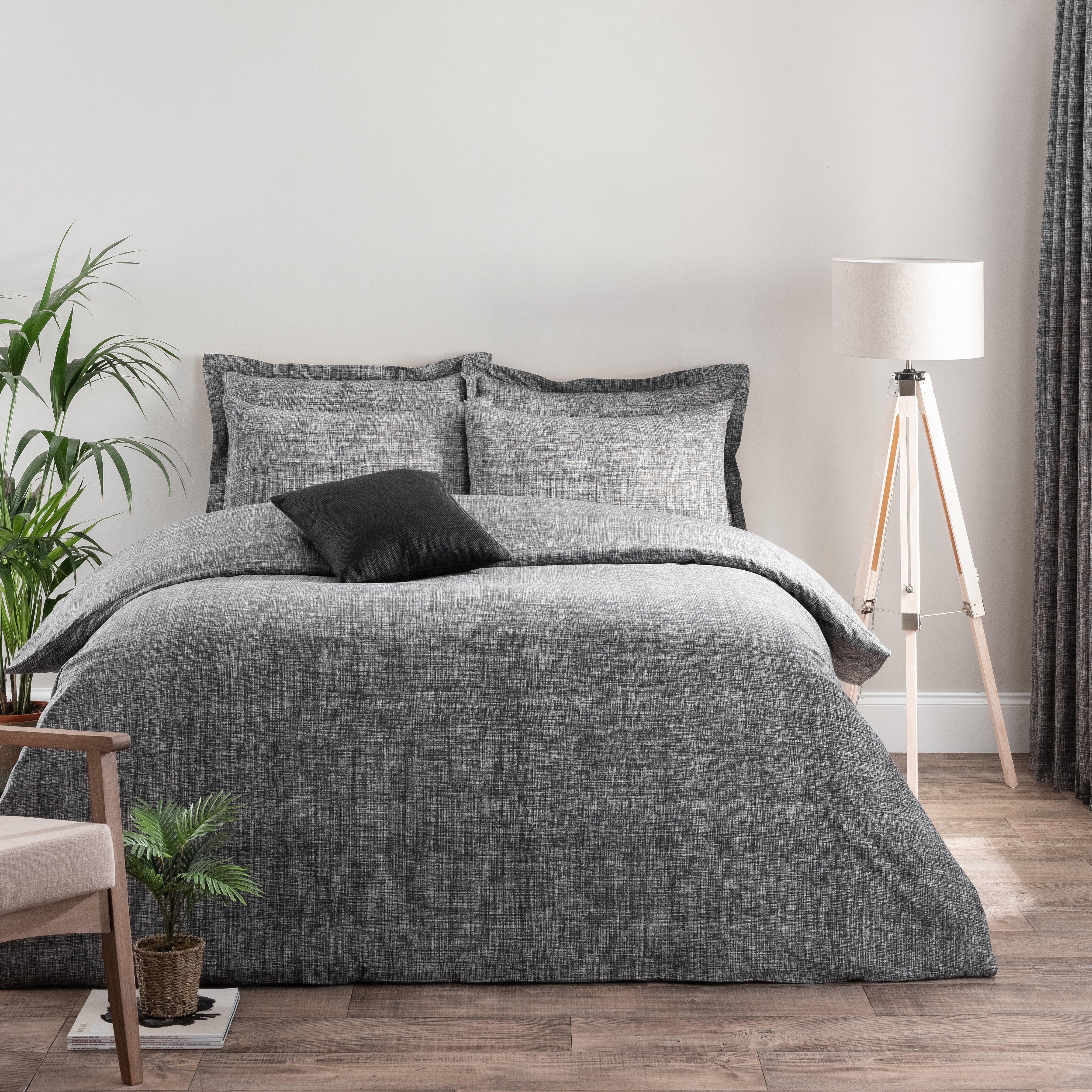 Grayson Charcoal Duvet Cover and Pillowcase Set
