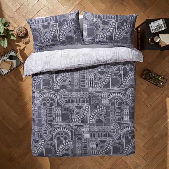 Waterhouse Charcoal Duvet Cover And Pillowcase Set