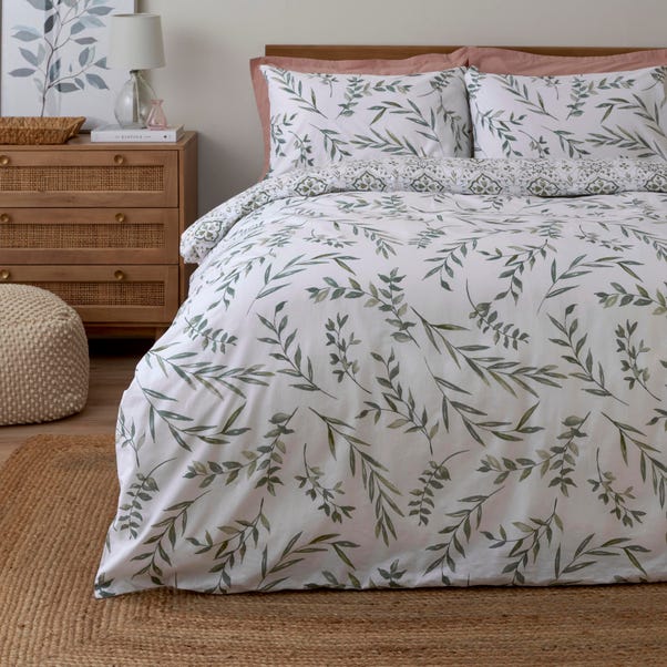 Lara Leaf Anti-Allergy 100% Cotton Green Duvet Cover and Pillowcase Set  undefined