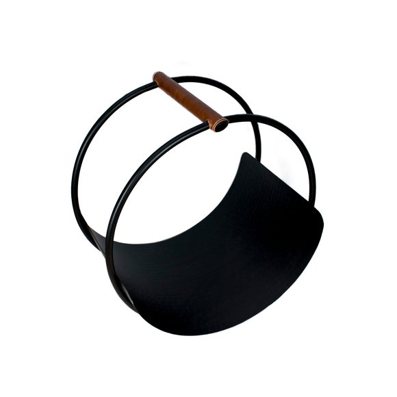View Leather Handle Round Log Holder View Leather Handle Round Log Holder