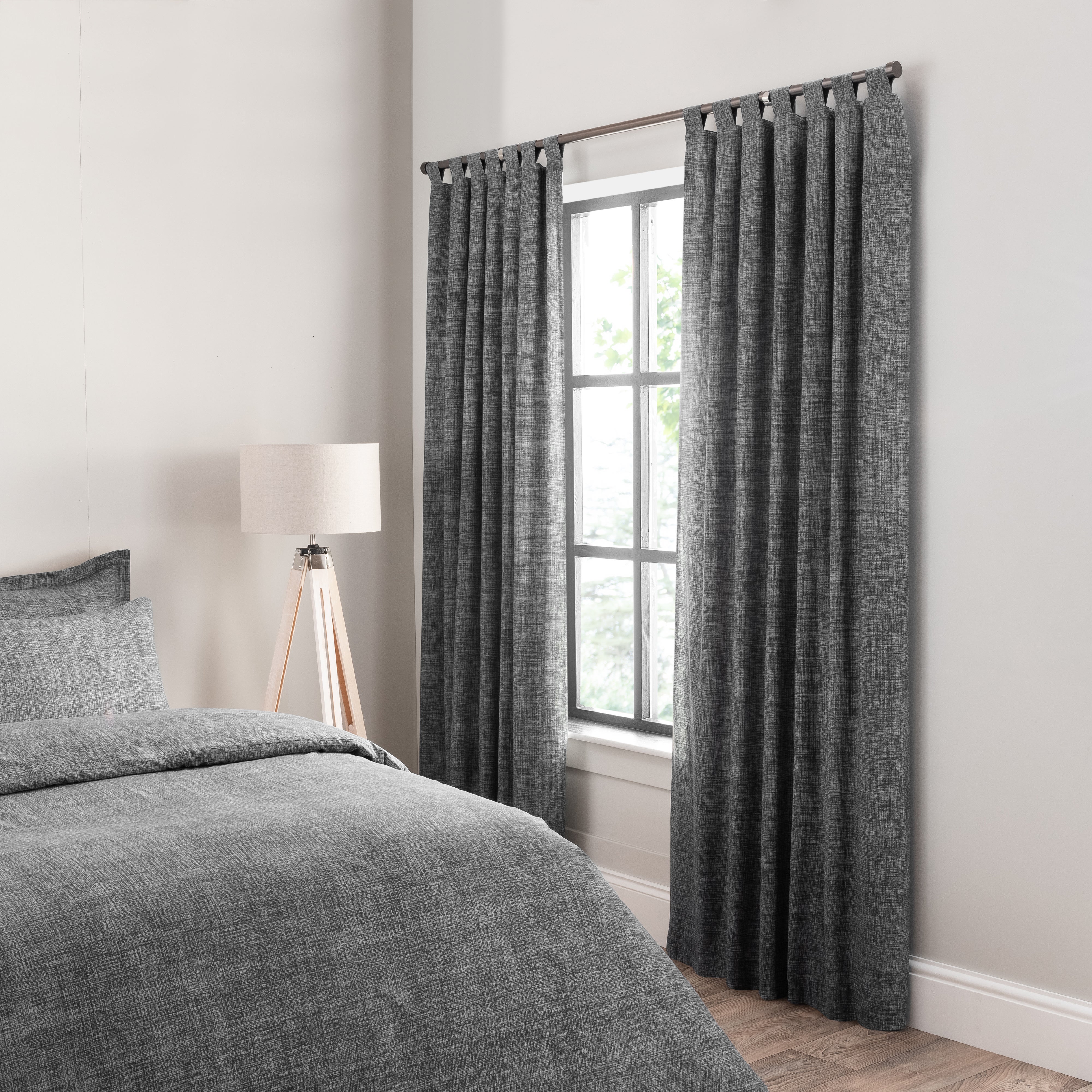 Grayson Charcoal Tab Top Curtains