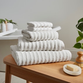 Soft and Fluffy Ribbed Towel White