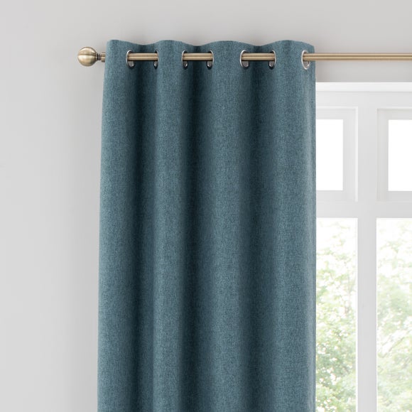 Luna Brushed Pacific Blue Blackout Eyelet Curtains | Dunelm