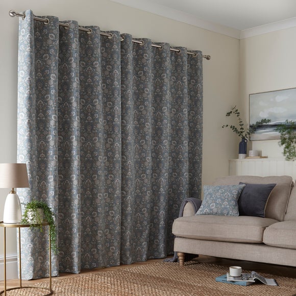 Azami Blue Eyelet Curtains Dunelm