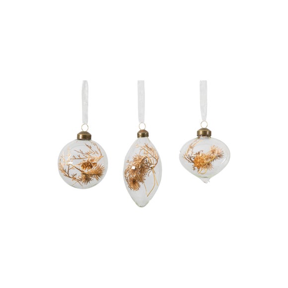 View Set Of 3 Bronze Encapsulated Feather Baubles View Set Of 3 Bronze Encapsulated Feather Baubles