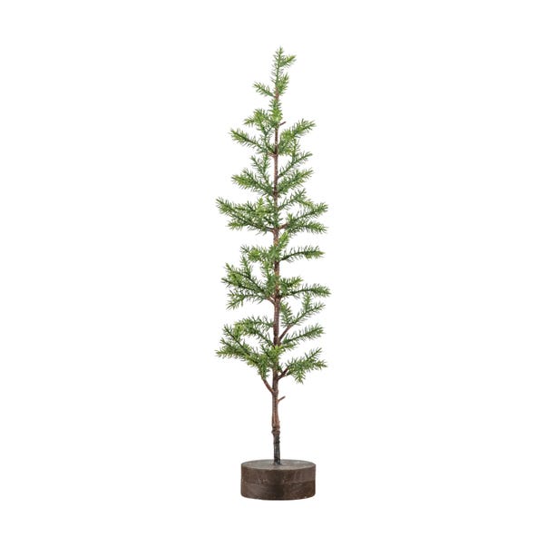 Large Woodland Pine Tree With Wooden Base  Green