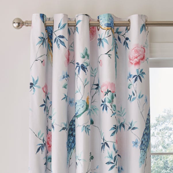 Peacock Floral Pink Eyelet Curtains  undefined
