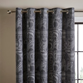 Waterhouse Charcoal Eyelet Curtains