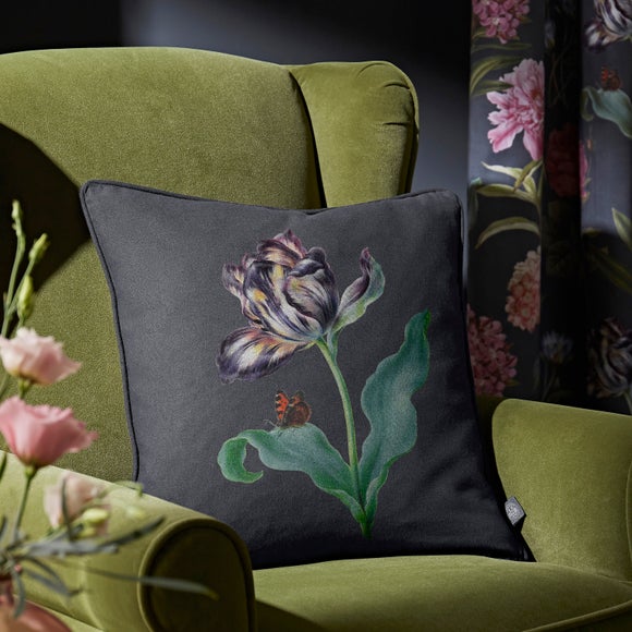 Botanical Gardens Charcoal Eyelet Curtains Dunelm