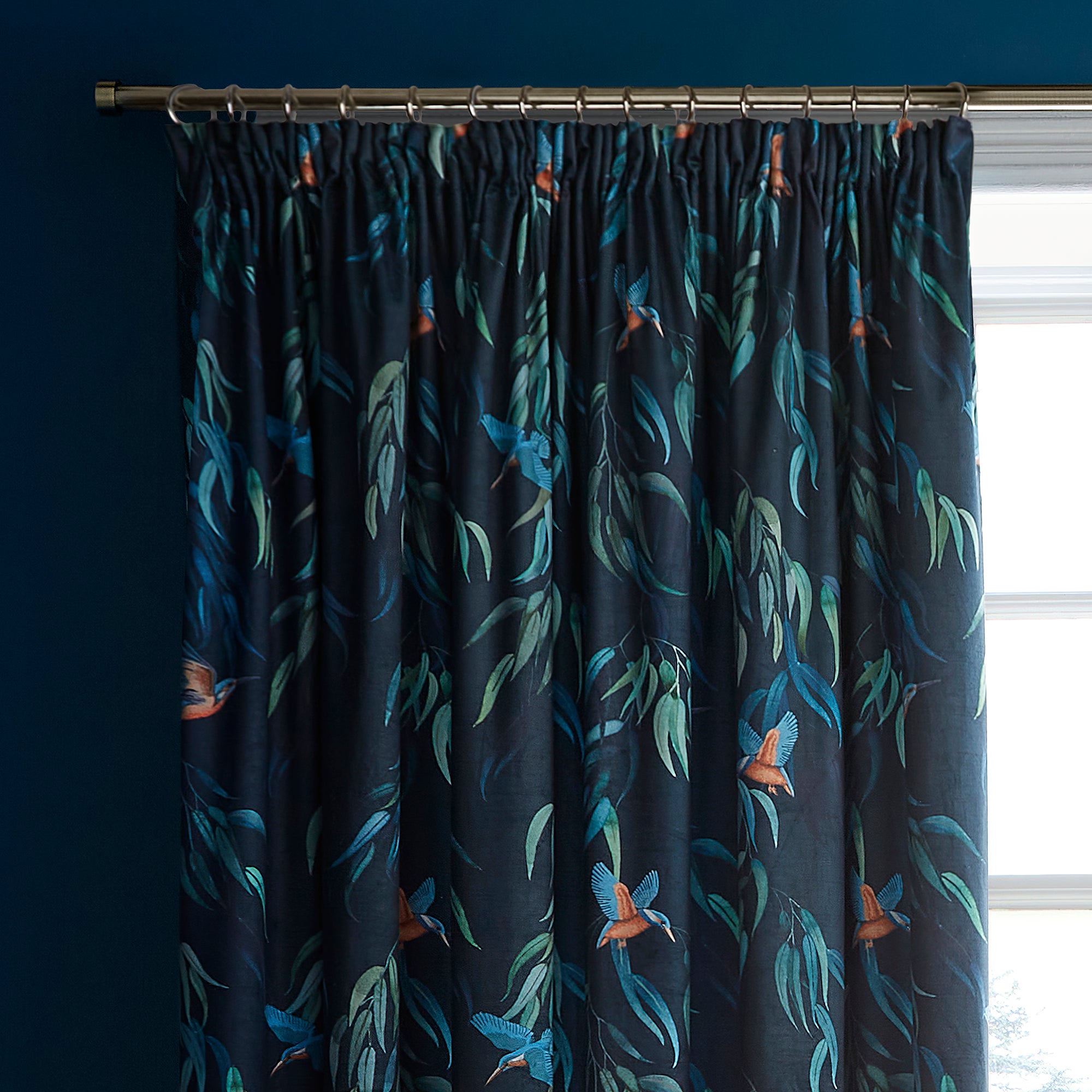 Kingfisher Peacock Pencil Pleat Curtains