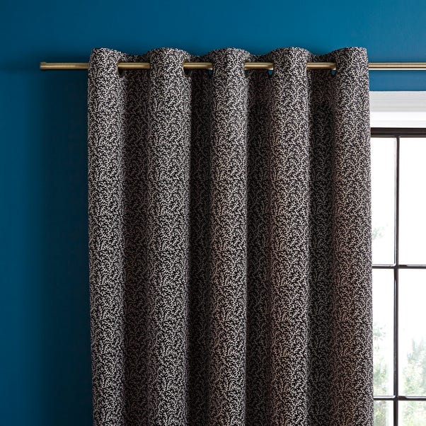 Ditsy Coral Monochrome Eyelet Curtains image 1 of 7