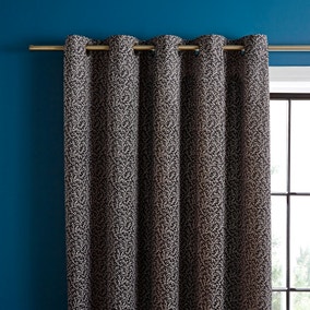 Ditsy Coral Monochrome Eyelet Curtains