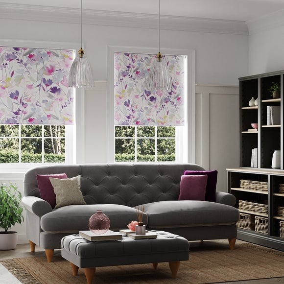 Click to view product details and reviews for Watercolour Floral Pink Blackout Roller Blind.