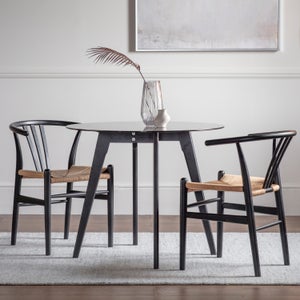 Cedar & Sage Brea 4 Seater Round Glass Top Dining Table