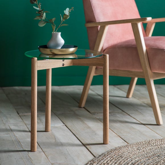 Pink glass store side table