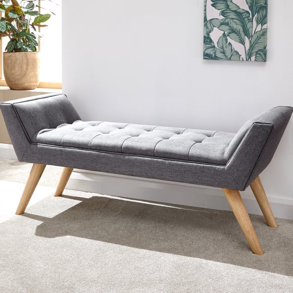 grey upholstered bench seat