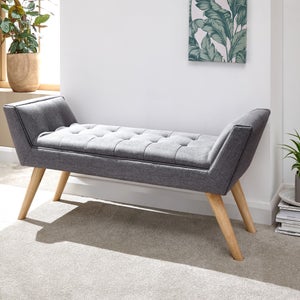 Milan Dining Bench- Dark Grey Fabric