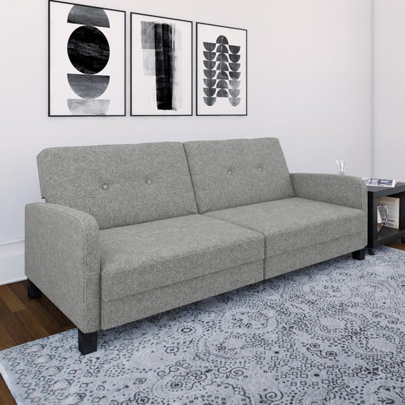 Grey linen sofa deals bed