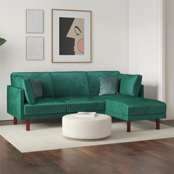 Clair Velvet Sprung Seat Sectional Sofa image 1 of 5