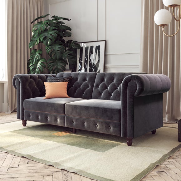 Felix Velvet Chesterfield Double Sofa Bed