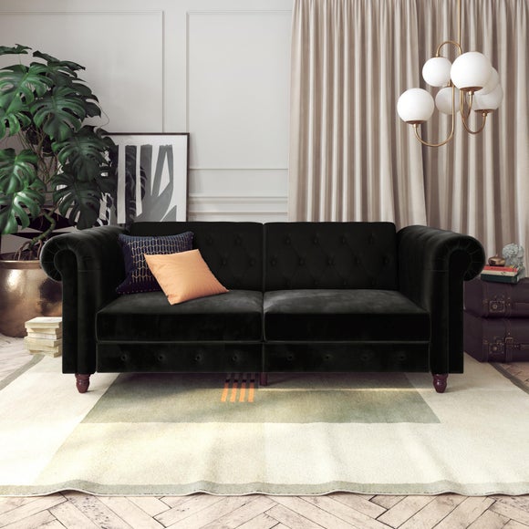 Felix Velvet Chesterfield Double Sofa Bed