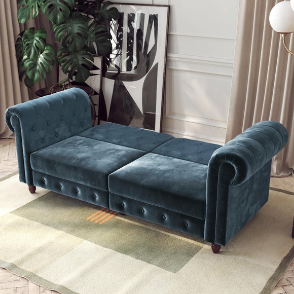 Felix Velvet Chesterfield Double Sofa Bed