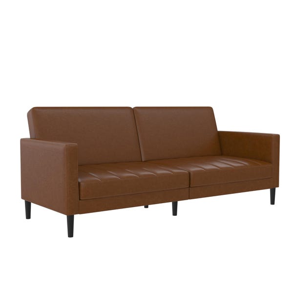 Liam Faux Leather Clic Clac Camel  Sofa Bed image 1 of 5