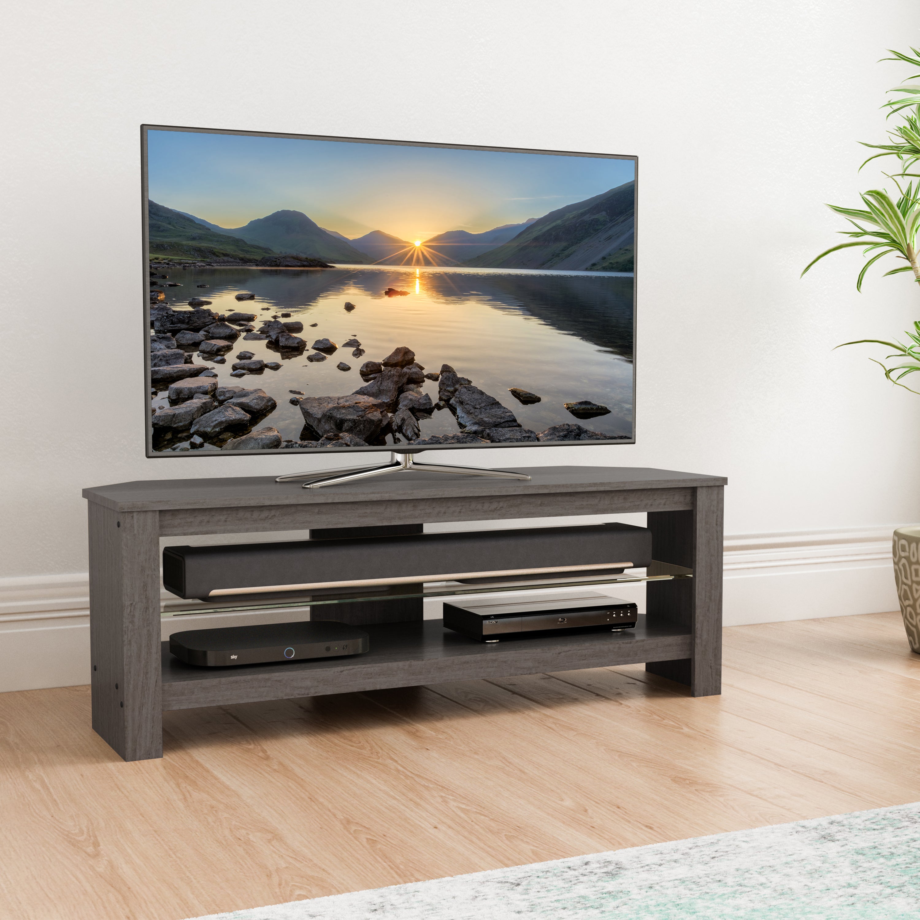 Calibre Plus Wide Tv Stand 115cm Grey Oak Effect Grey