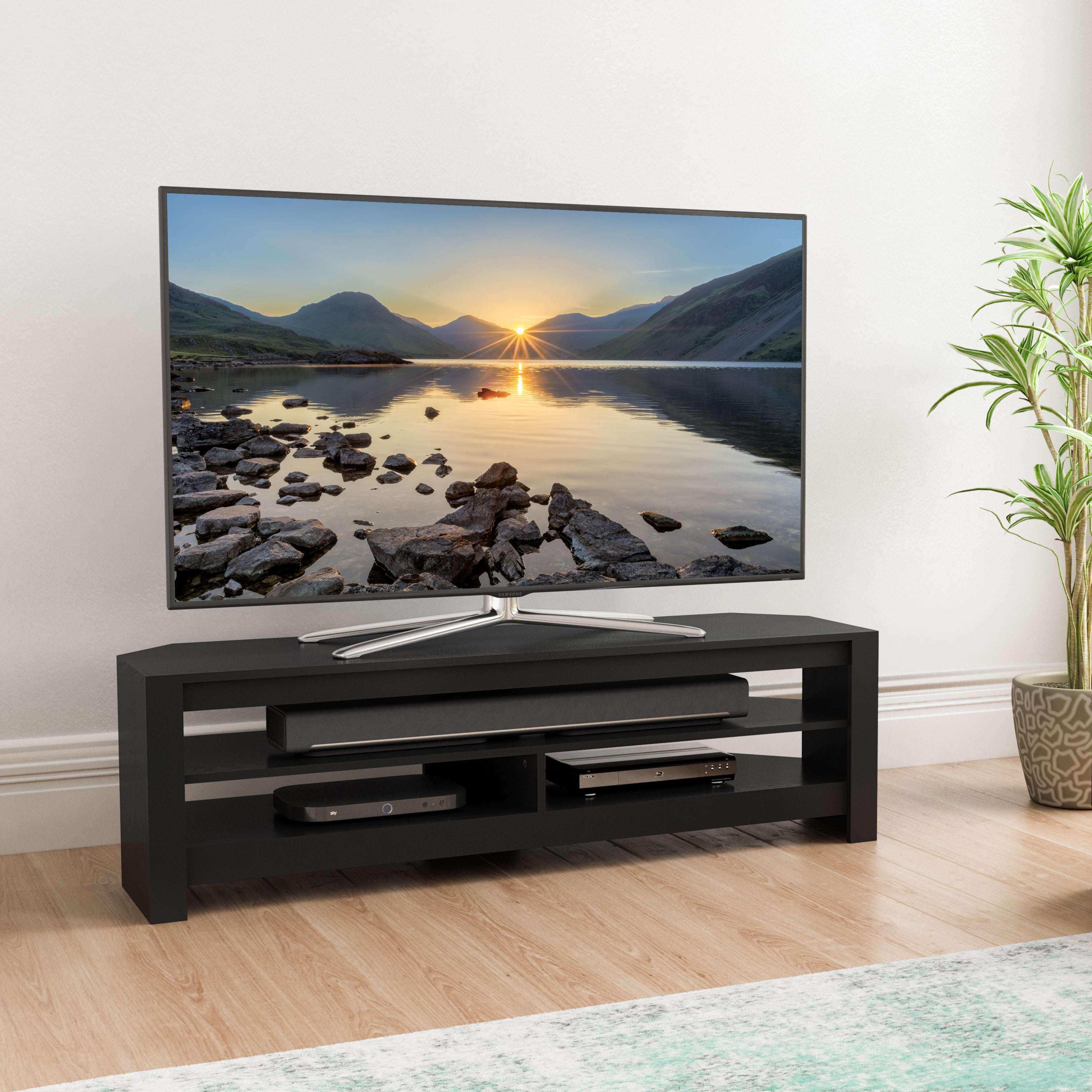 Photos - Mount/Stand Calibre Wide TV Stand 140,Oak Effect Black 