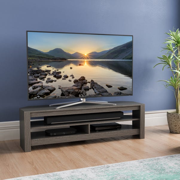 Calibre Wide TV Stand 140cm, Oak Effect Calibre Grey
