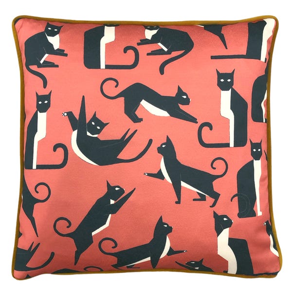 Kitta Geo Cats Pink Cushion  image 1 of 3