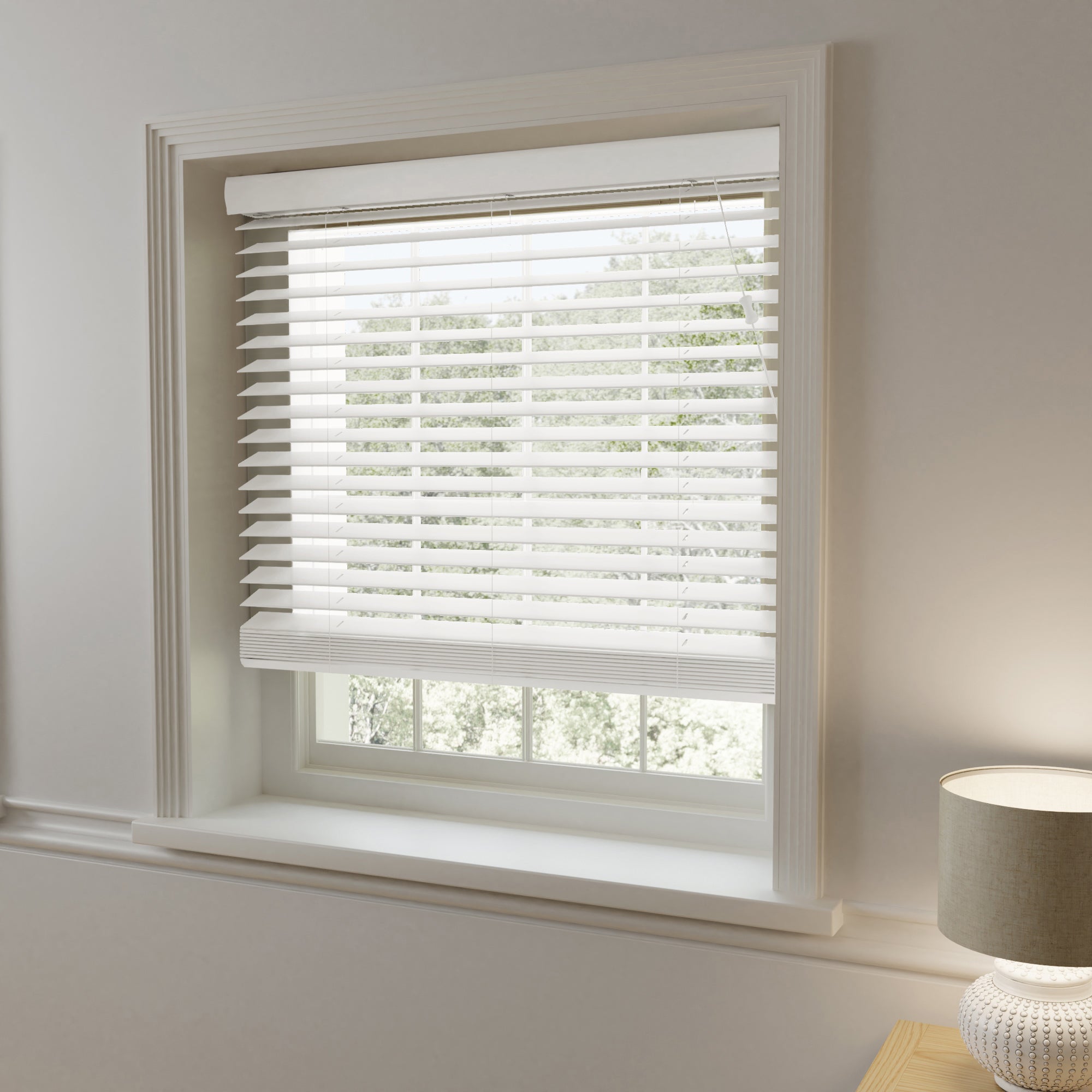 Swish Made To Order 50mm Slats Faux Wood White Venetian Blind