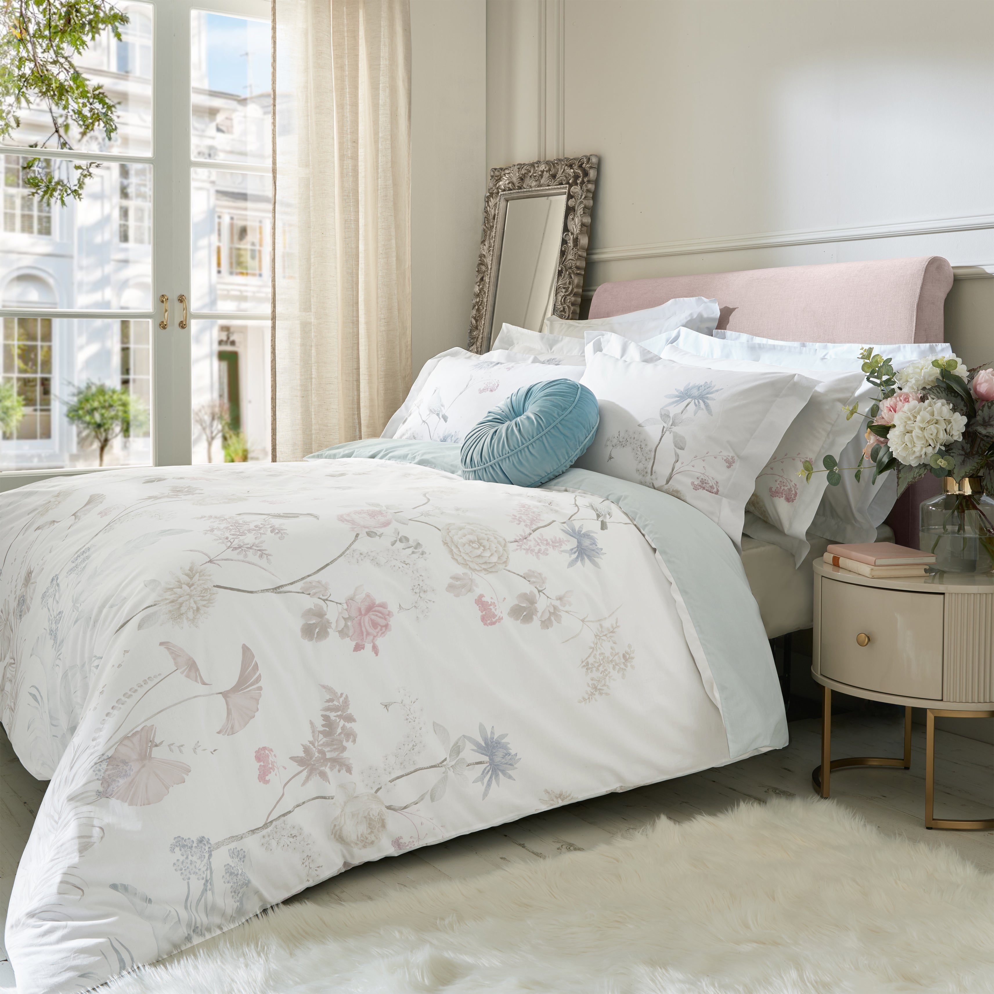Holly Willoughby Nia Floral Pastel Cotton Duvet Cover And Pillowcase Set Pastel Multi Coloured