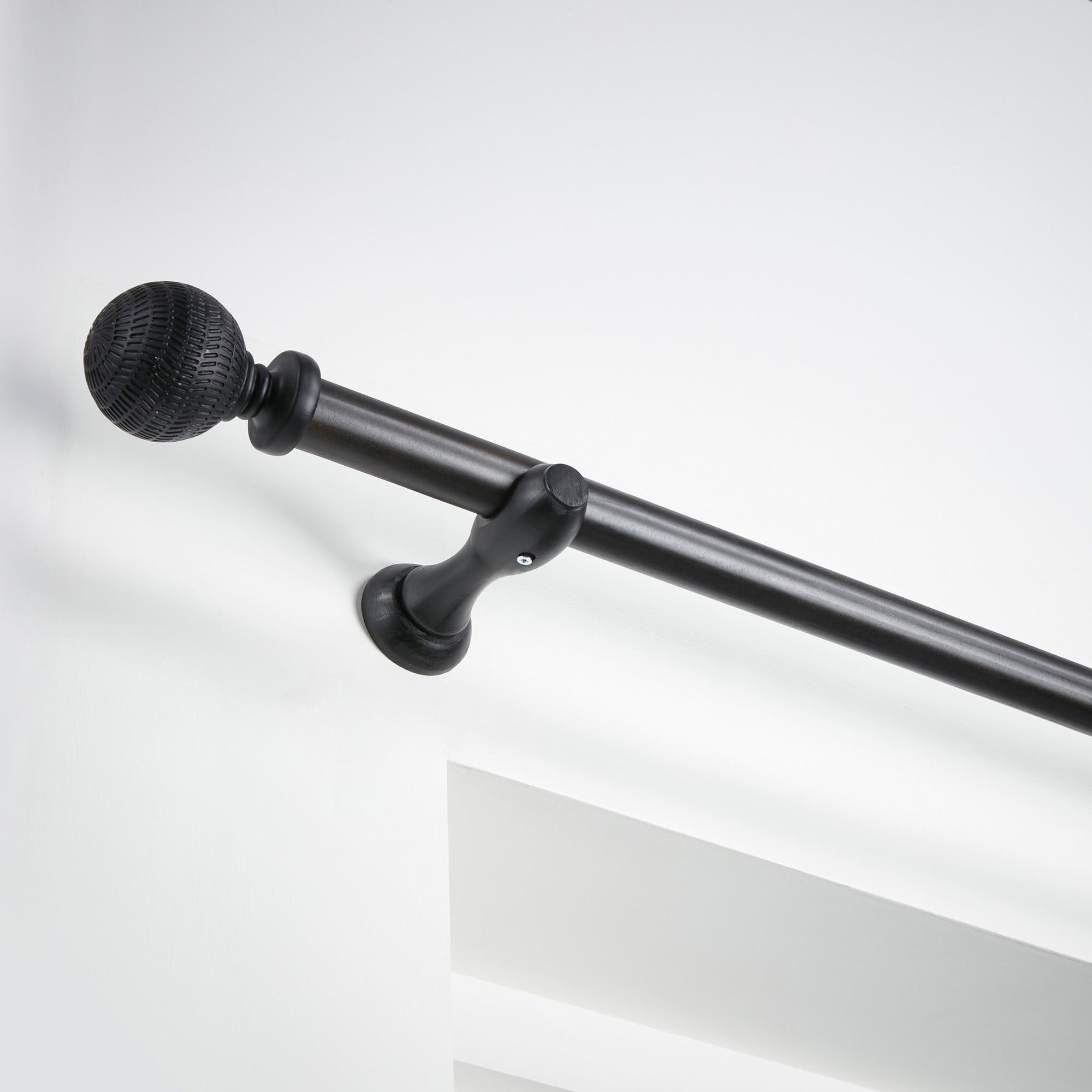 Carved Wooden Curtain Pole Dia 28mm Black