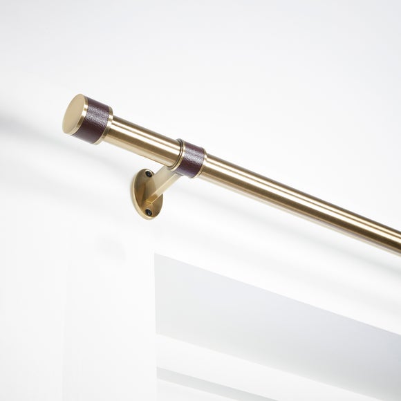 Faux Leather Eyelet Curtain Pole Dia 28mm Antique Brass